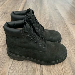 Timberland Black Leather Boots Boys 2 Unisex shoe fall winter